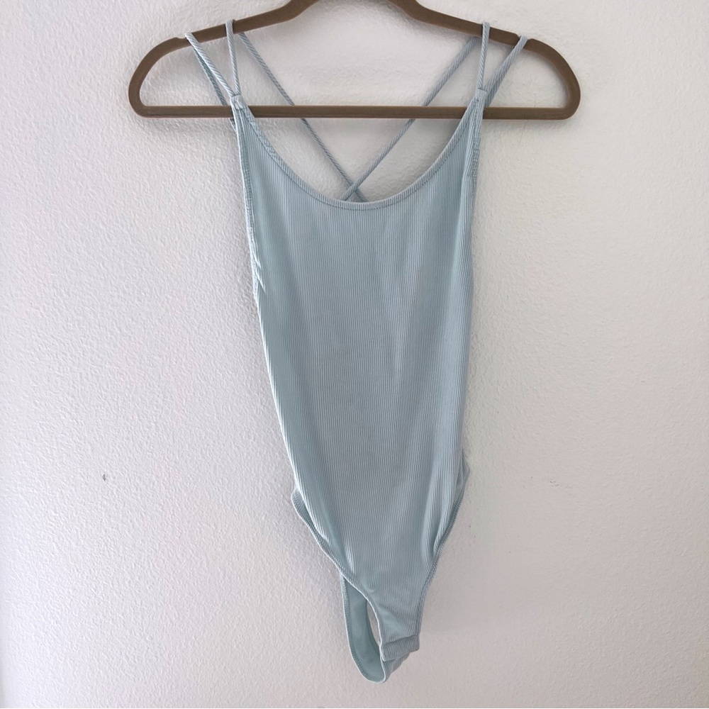 PacSun LA Hearts Light Blue Bodysuit | Medium